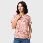Women's Light Pink Round Neck Regular T-Shirt, Light Pink, small