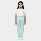 Girls Light Blue Straight Fit Floral Printed Pyjama, एक्वा, small