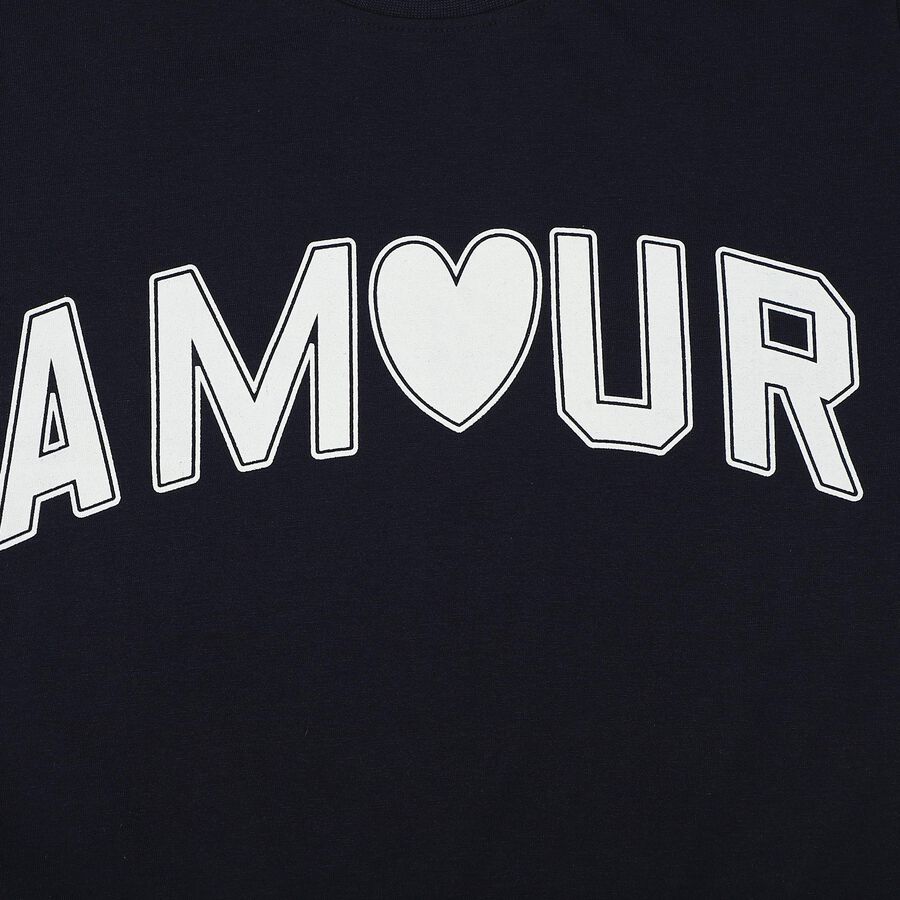 Girls Navy Blue Round Neck Regular T-Shirt, नेवी ब्लू, large