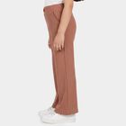 Girls Light Pink Regular Fit Ribbed Wide Leg Trousers, हल्का गुलाबी, small