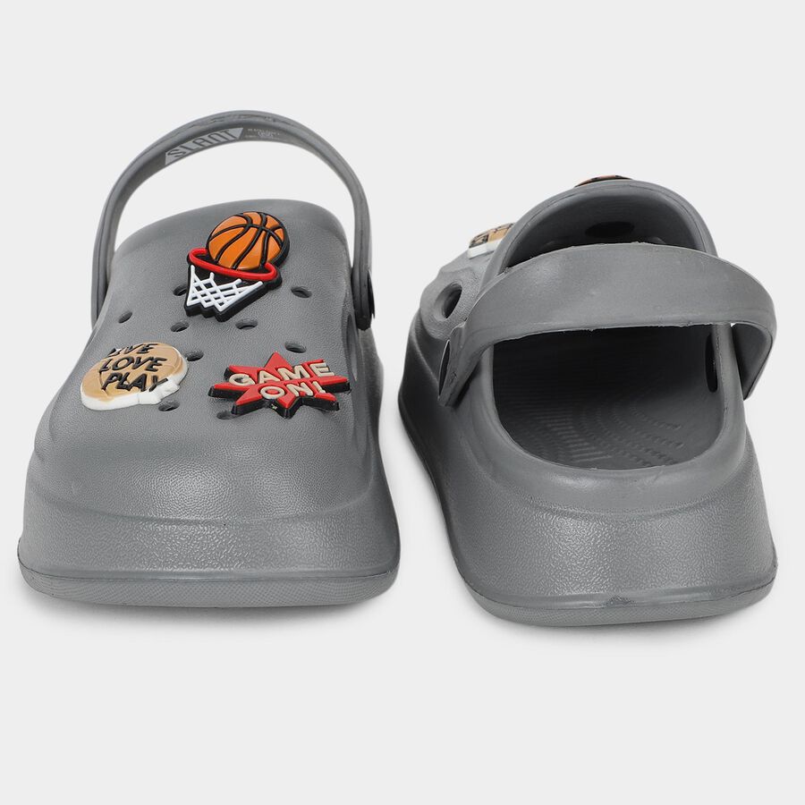 Boys' Grey Slip-On Clogs Sandals, Grey, large