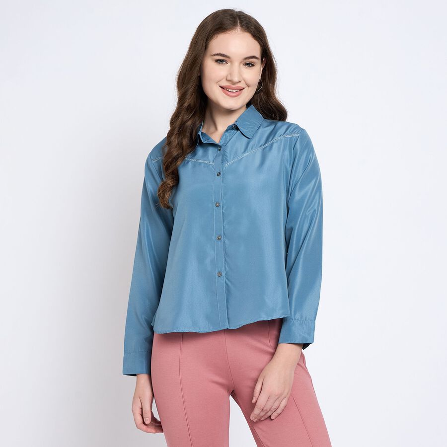 Ladies' Shirt, मध्यम नीला, large image number null