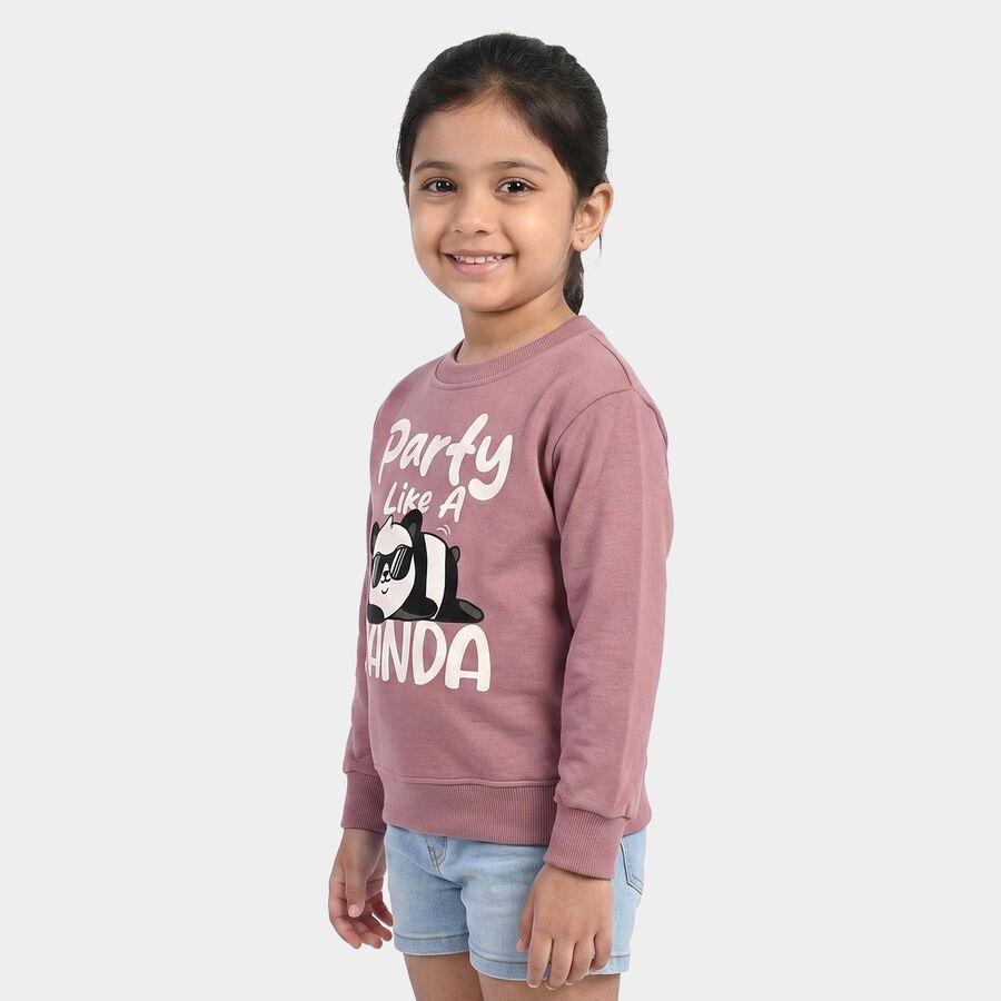 Girls Purple Crew Neck Pullover Sweatshirt, बैंगनी, large