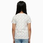 Girls' Off White Cotton Round Neck Casual T-Shirt, ऑफ व्हाइट, small