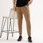 Men's Camel Brown Jogger Fit Track Pants, Brown, small image number null