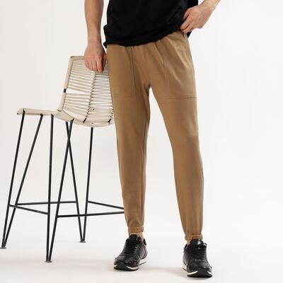 Men's Camel Brown Jogger Fit Track Pants