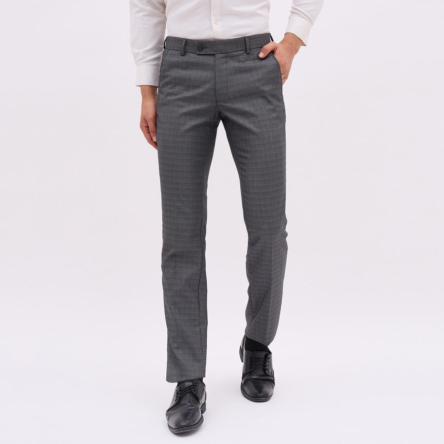 Men's Slim Fit Formal Trousers, Dark Grey, large image number null