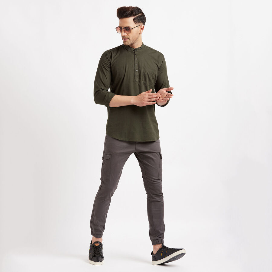 Cotton Solid Casual Shirt, Dark Green, large image number null
