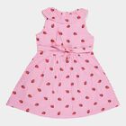 Girls Cotton Frock, Red, small image number null