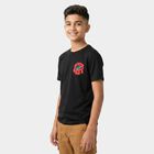 Boys Black Cotton Blend Crew Neck Regular Boys T-Shirt, काला, small