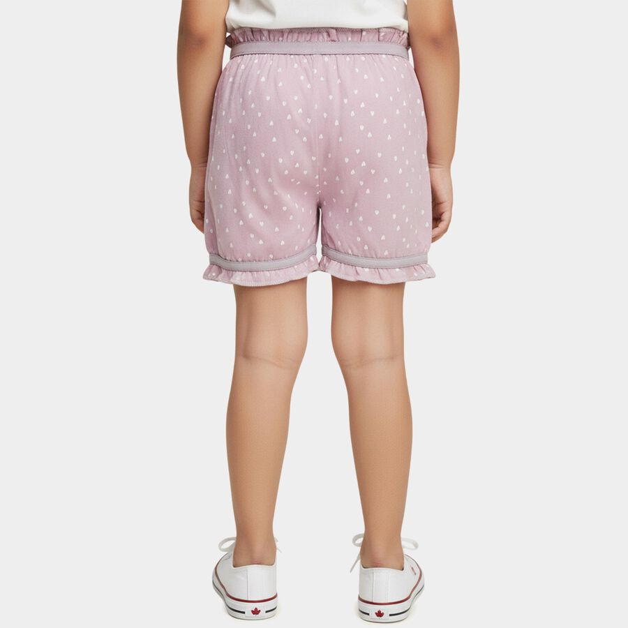 Girls' Lilac Regular Fit Heart Print Ruffle Bloomer, लाइलेक, large