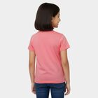 Girls' Pink Round Neck Graphic Printed T-Shirt, गुलाबी, small