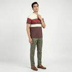 Men's Wine Cotton Collared Neck Casual T-Shirt, Wine, small