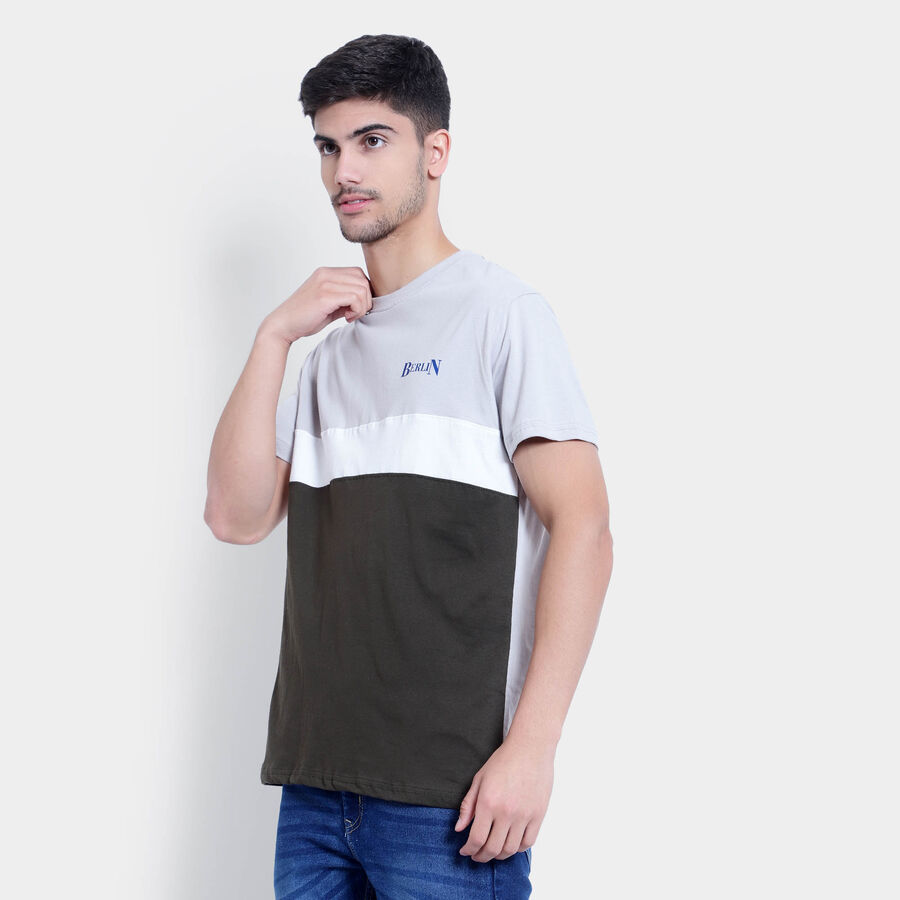 Round Neck T-Shirt, Olive, large image number null