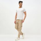 Men's Light Beige Cargo Jogger, गहरा पीला, small