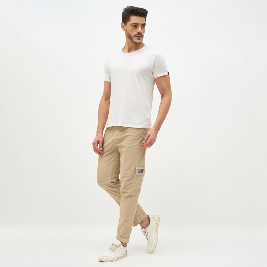 Men's Light Beige Cargo Jogger, गहरा पीला, large