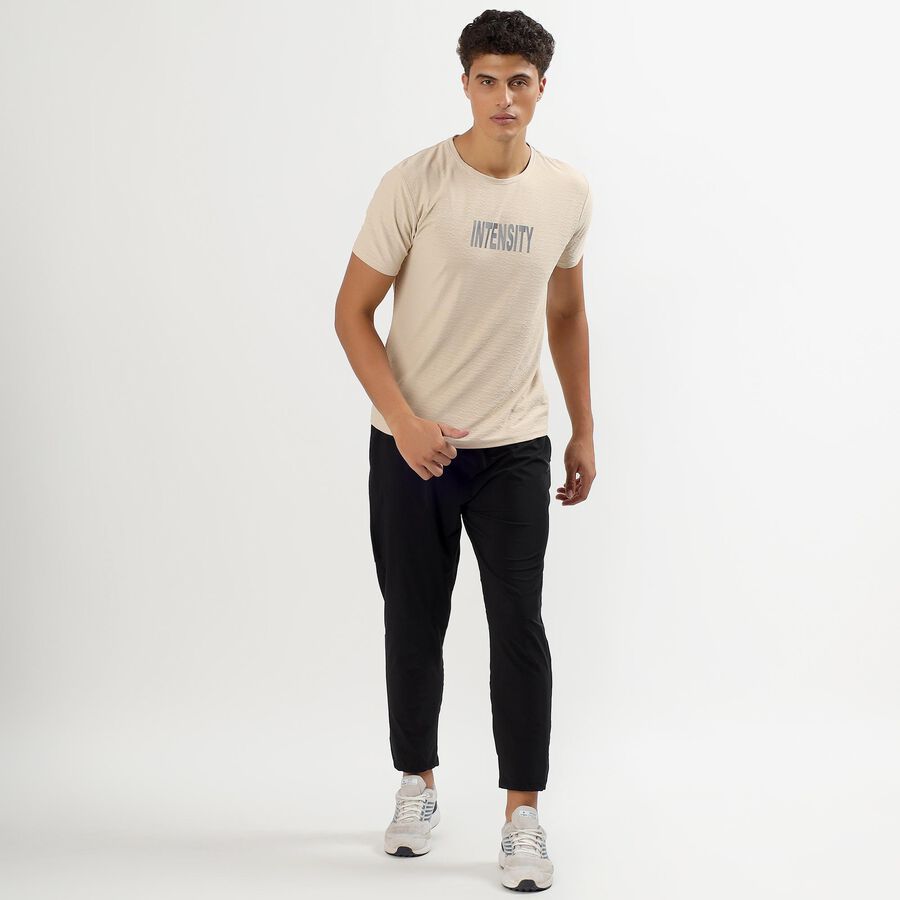 Men's Light Beige Crew Neck Athleisure T-Shirt, Beige, large image number null