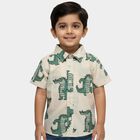 Boys' Off-White Cotton Half Sleeve Classic Collar Casual Shirt, Off White, small
