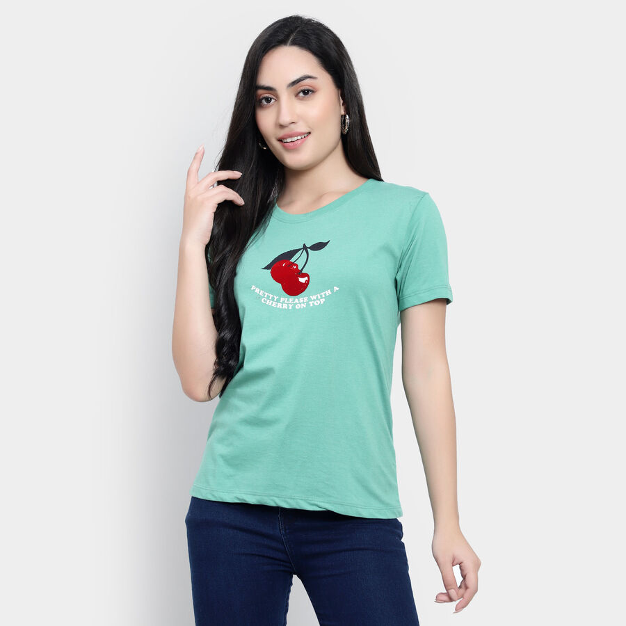 Round Neck T-Shirt, Light Green, large image number null