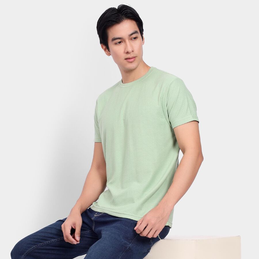 Men's Round Neck Half Sleeves T-Shirt, Light Green, large image number null