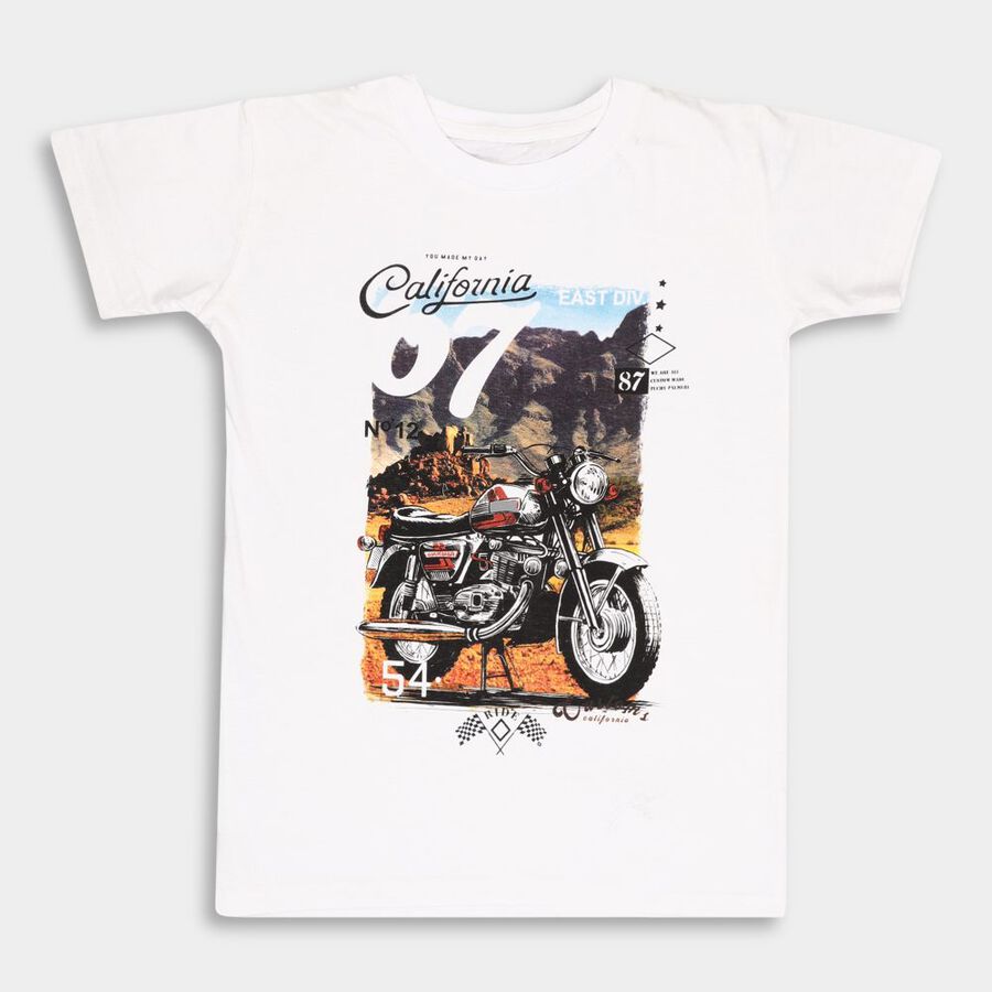 Boys' Cotton T-Shirt, White, large image number null