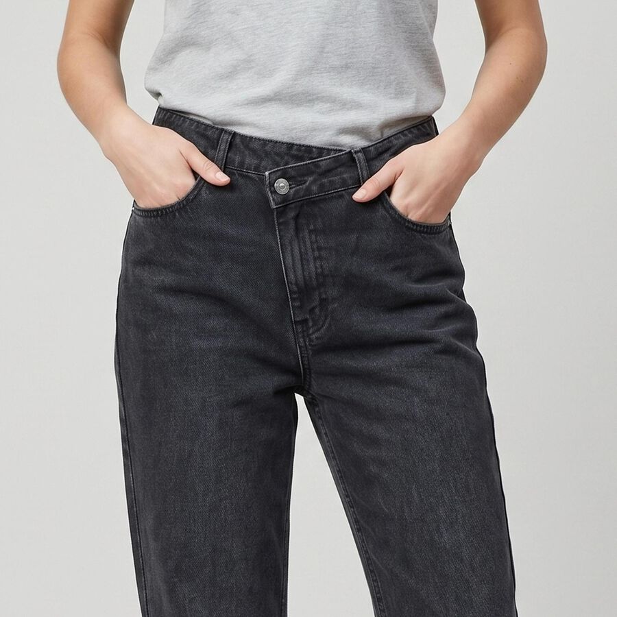 Women's Grey Straight Fit Washed Jeans, Light Grey, large