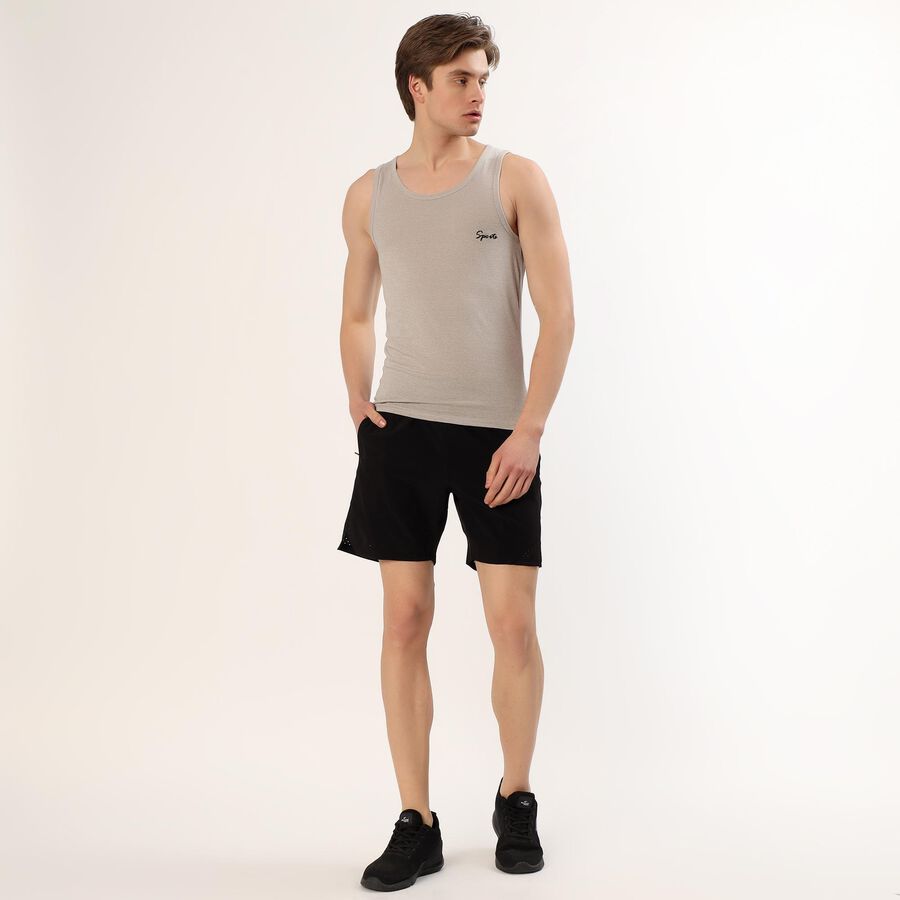 Men's Black Regular Fit Sports Shorts, काला, large