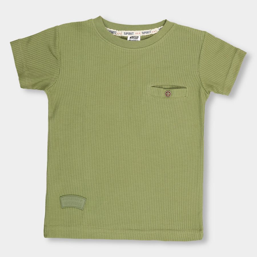 Boys' Half Sleeves T-Shirt, ओलिव, large image number null