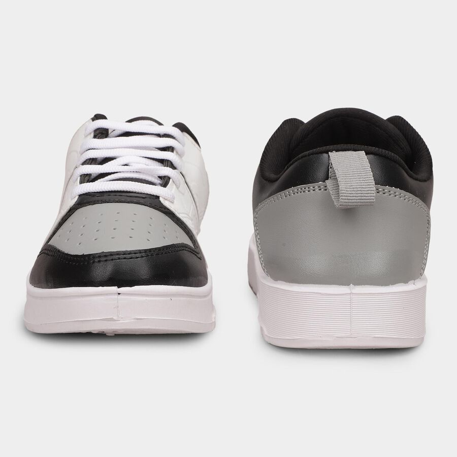 Men's Muted Charcoal Black and Light Grey Lace-Up Casual Shoes, Black, large