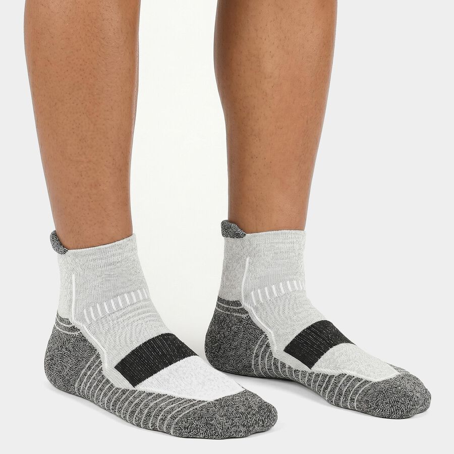 Men's Ankle Length Pack of 3 Socks ( Grey, Blue, Black ), नेवी ब्लू, large