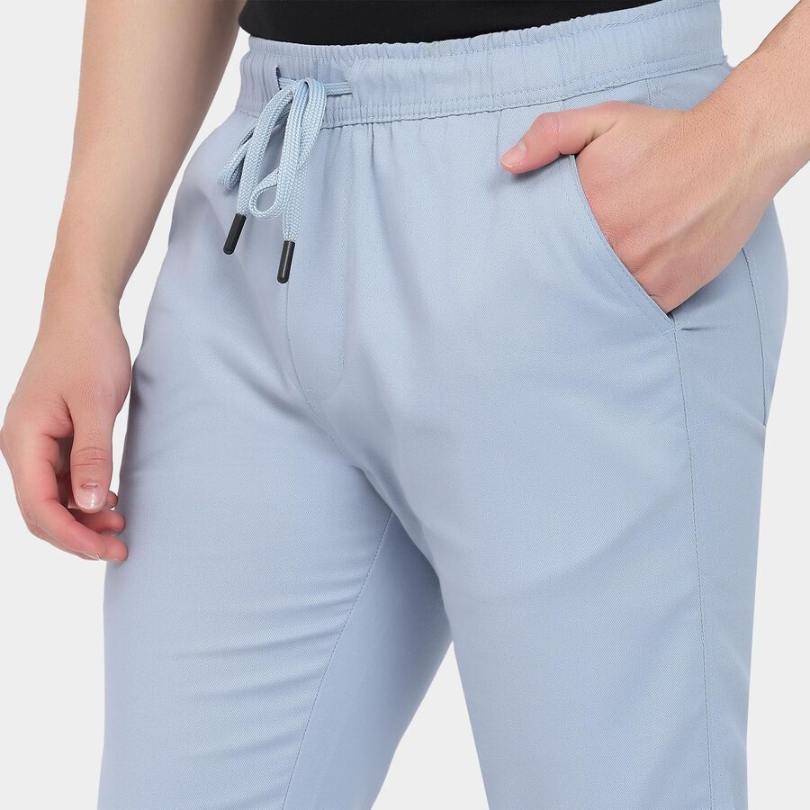 Men's 100% Cotton Slim Fit Casual Trousers, हल्का नीला, large image number null