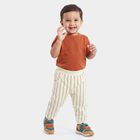 Infants' Cream Jogger Fit Striped Pyjama, ऑफ व्हाइट, small