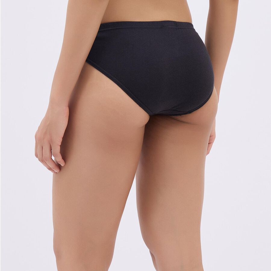 Women's Jet Black Bikini Panty, Black, large image number null