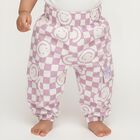 Infants' Lilac and White Elastic Waist Checkered Trousers, लाइलेक, small image number null