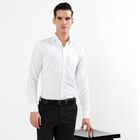 Men's White Cotton Printed Classic Collar Formal Shirt, सफ़ेद, small image number null