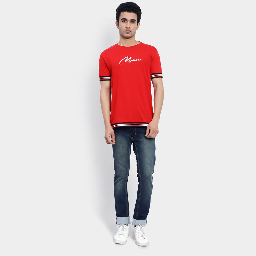 Solid Round Neck T-Shirt, Red, large image number null