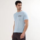 Men's Pale Powder Blue Crew Neck Athleisure T-Shirt, Light Blue, small