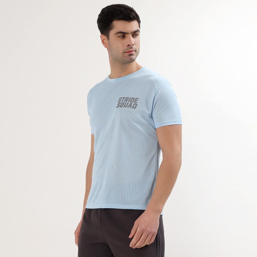 Men's Pale Powder Blue Crew Neck Athleisure T-Shirt, Light Blue, large