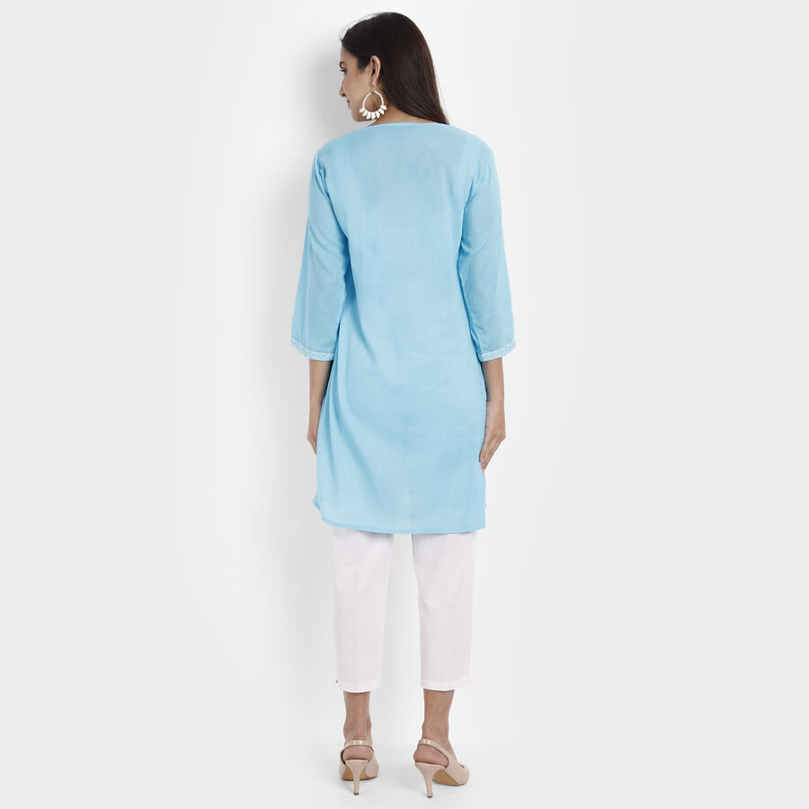 Cotton 3/4th Sleeves Empire Line Kurta, Light Blue, large image number null