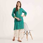 Printed 3/4th Sleeve Kurta, Dark Green, small image number null