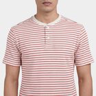 Men's Off-White Henley Neck Casual T-Shirt, Off White, small