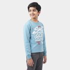 Boys' Light Blue Crew Neck Graphic Print Sweatshirt, हल्का नीला, small