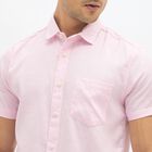 Men's Light Pink Slim Fit Half Sleeve Classic Casual Shirt, Pink, small image number null