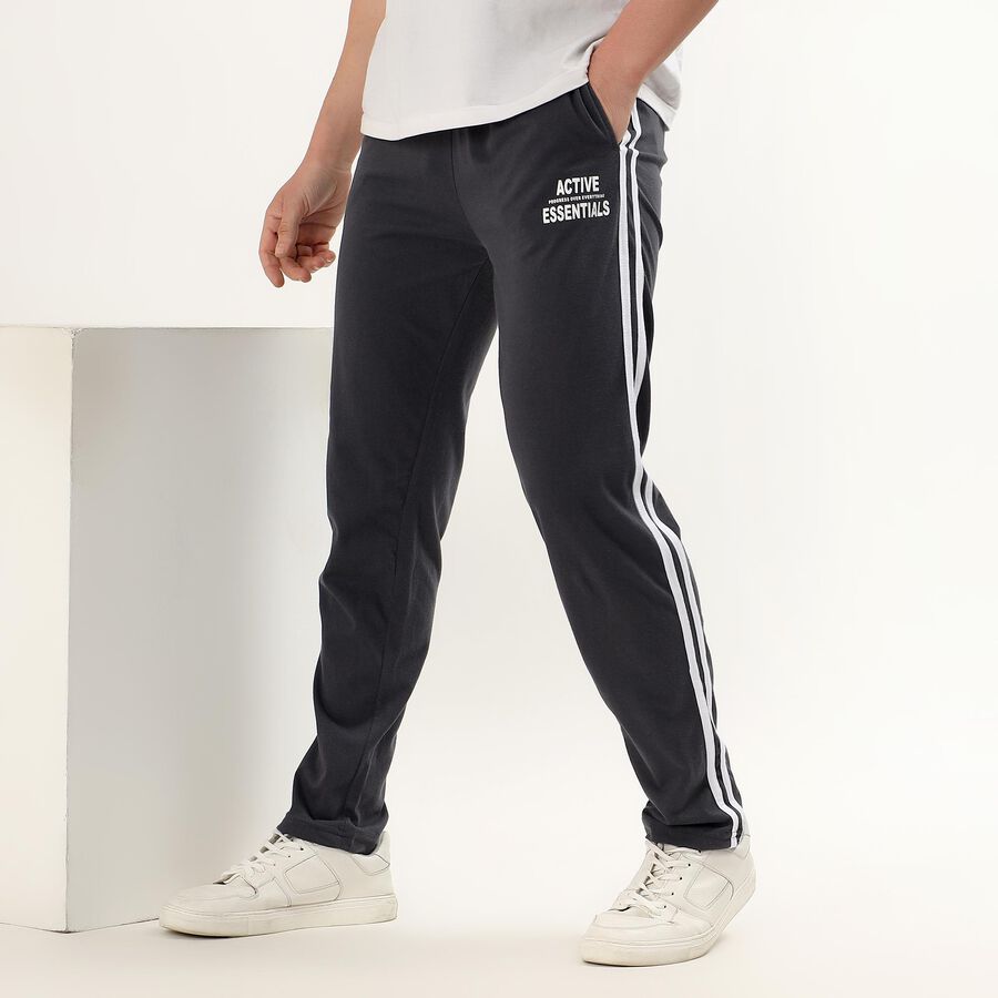 Men's Charcoal Black Slim Fit Track Pants, Dark Grey, large image number null