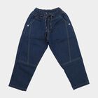 Boys' Navy Blue Relaxed Fit Drawstring Jeans, Dark Blue, small