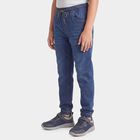 Boys Blue Jogger Fit Washed Jeans, मध्यम नीला, small