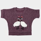 Girls' Muted Plum Purple Round Neck Casual T-Shirt, Purple, small