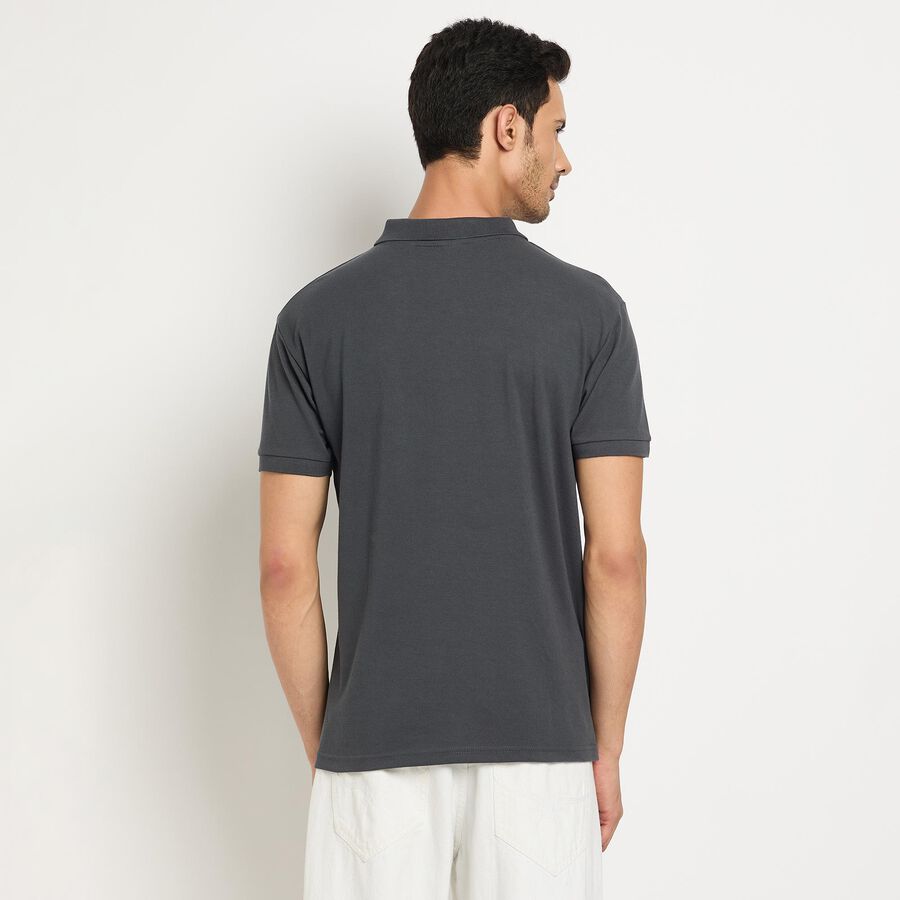 Men's Collared Half Sleeves T-Shirt, Dark Grey, large image number null