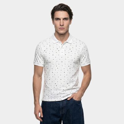 Men's White Cotton Polo Neck Polo T-Shirt
