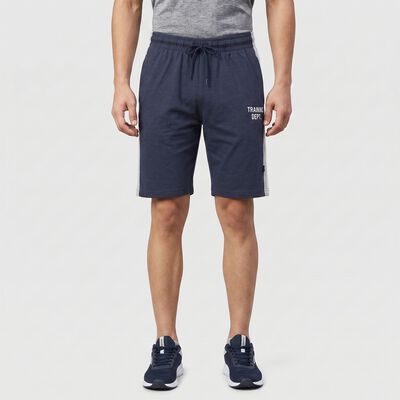 Men's Navy Blue Regular Fit Printed Jamaican Shorts